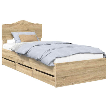 Bed Frame with Drawer Sonoma Oak 90 x 200 cm Engineer Wood