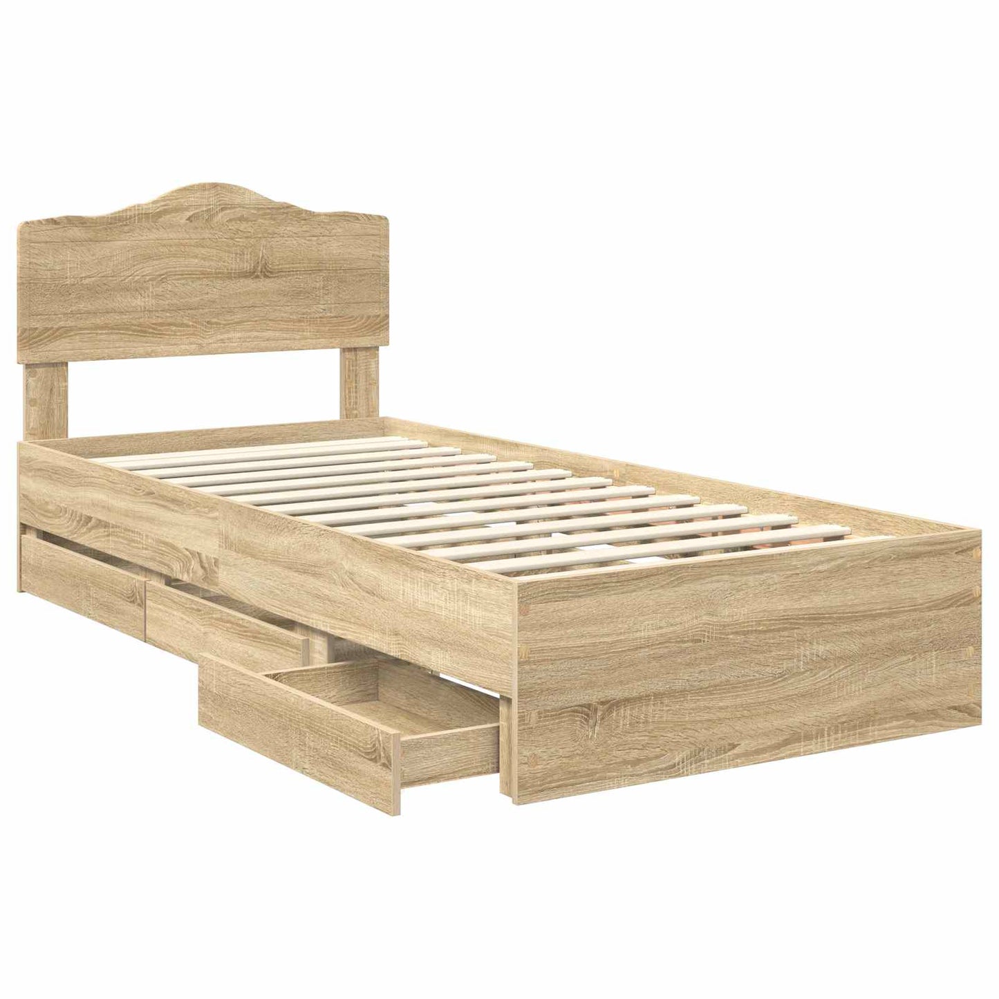 Bed Frame with Drawer Sonoma Oak 90 x 200 cm Engineer Wood