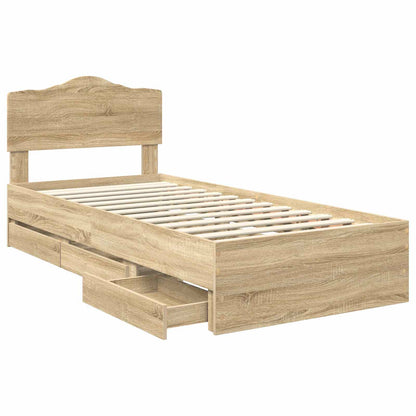 Bed Frame with Drawer Sonoma Oak 90 x 200 cm Engineer Wood