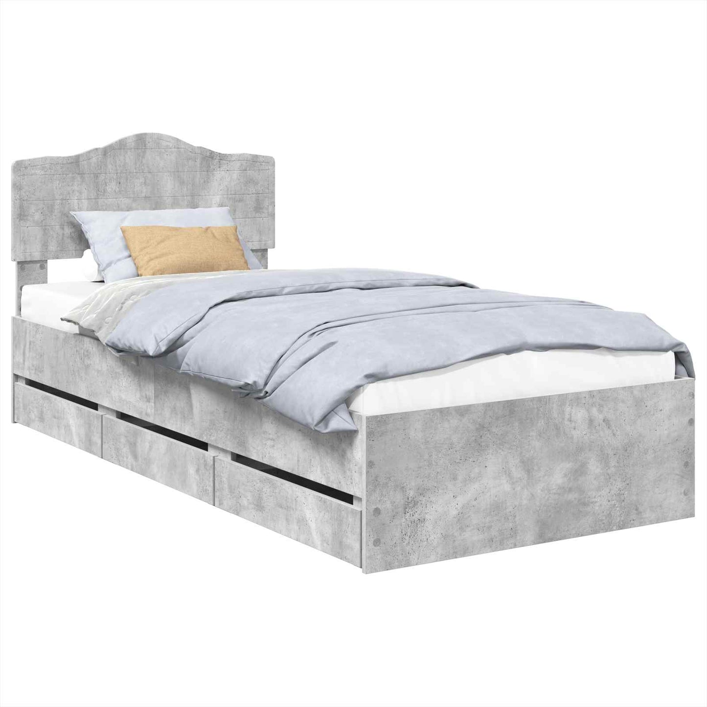 Bed Frame with Drawer Concrete Grey 90 x 200 cm Engineer Wood