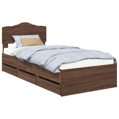 Bed Frame with Drawer Brown Oak 90 x 200 cm Engineer Wood