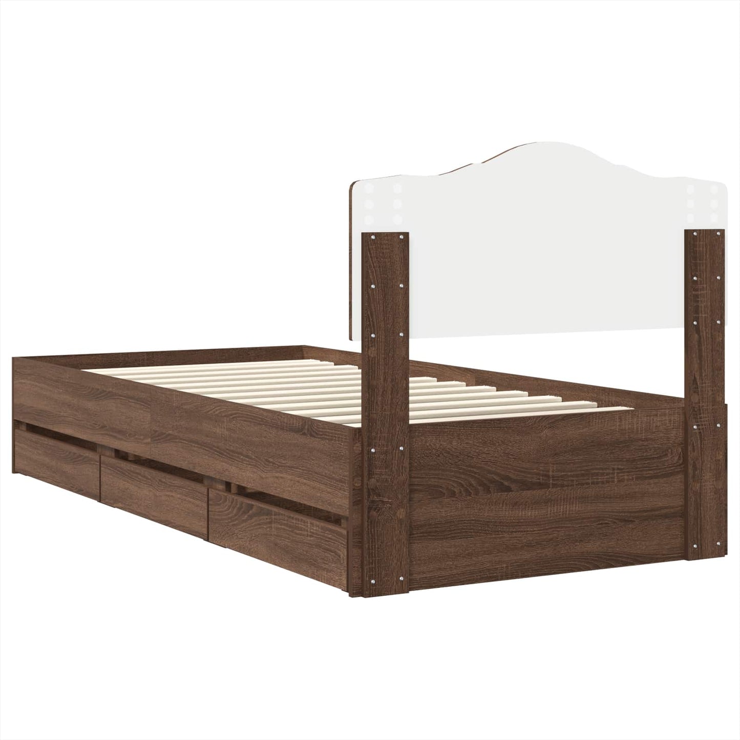 Bed Frame with Drawer Brown Oak 90 x 200 cm Engineer Wood