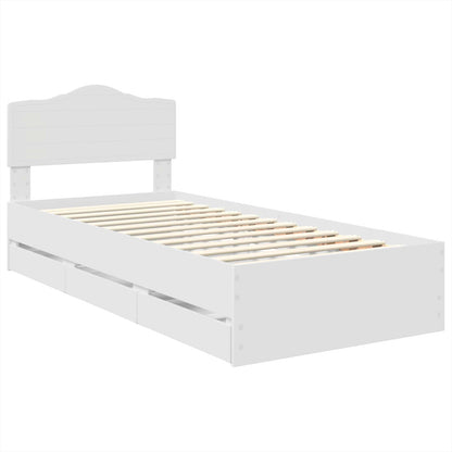 Bed Frame with Drawer White 90 x 190 cm Engineer Wood