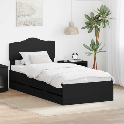 Bed Frame with Drawer Black 90 x 190 cm Engineer Wood