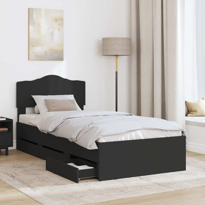 Bed Frame with Drawer Black 90 x 190 cm Engineer Wood