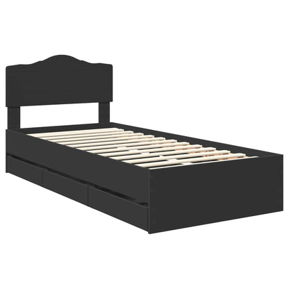 Bed Frame with Drawer Black 90 x 190 cm Engineer Wood