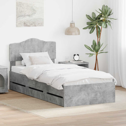 Bed Frame with Drawer Concrete Grey 90 x 190 cm Engineer Wood
