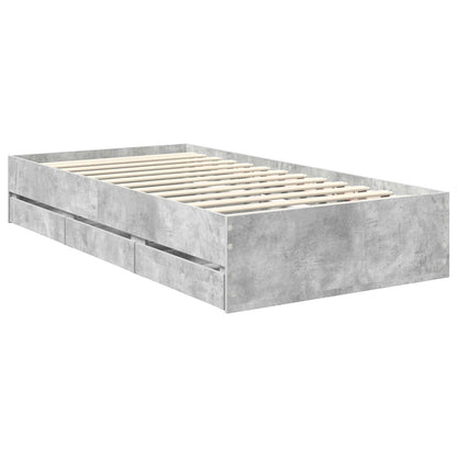 Bed Frame with Drawer Concrete Grey 90 x 190 cm Engineer Wood