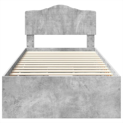 Bed Frame with Drawer Concrete Grey 90 x 190 cm Engineer Wood