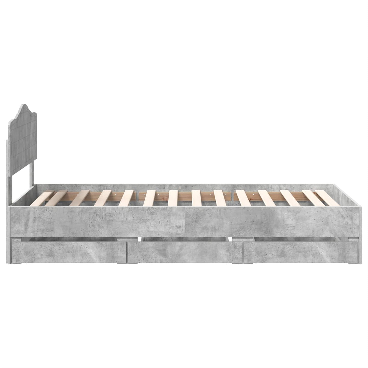 Bed Frame with Drawer Concrete Grey 90 x 190 cm Engineer Wood
