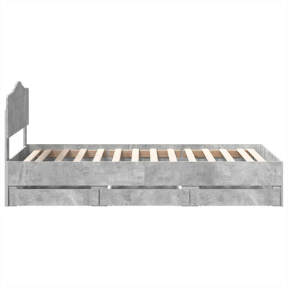 Bed Frame with Drawer Concrete Grey 90 x 190 cm Engineer Wood