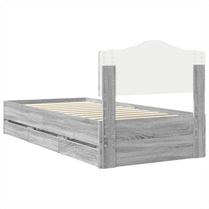Bed Frame with Drawer Grey Sonoma 90 x 190 cm Engineer Wood