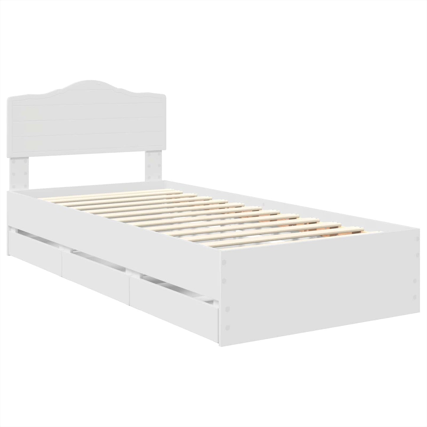 Bed Frame with Drawer White 75 x 190 cm Engineer Wood