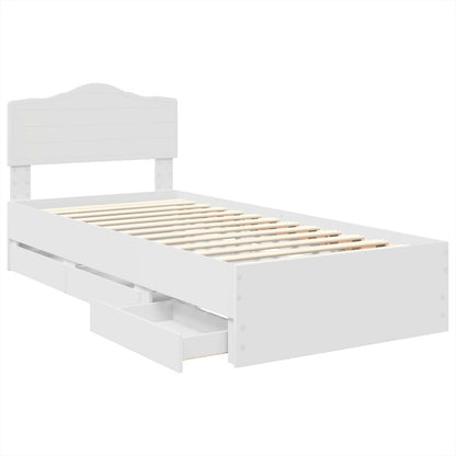 Bed Frame with Drawer White 75 x 190 cm Engineer Wood