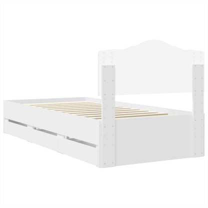 Bed Frame with Drawer White 75 x 190 cm Engineer Wood