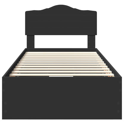 Bed Frame with Drawer Black 75 x 190 cm Engineer Wood