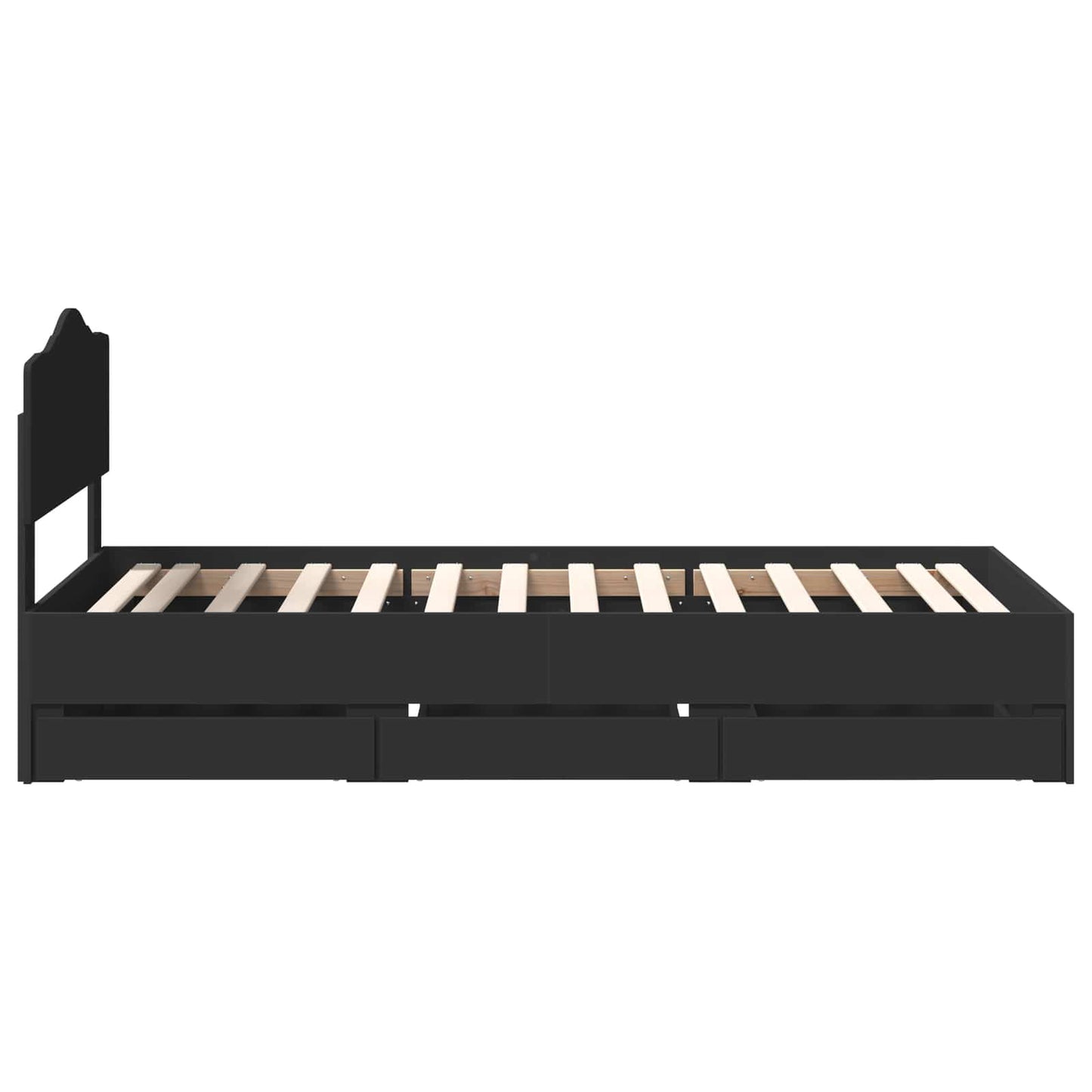 Bed Frame with Drawer Black 75 x 190 cm Engineer Wood