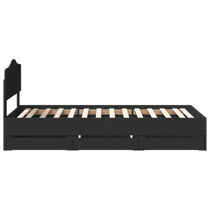 Bed Frame with Drawer Black 75 x 190 cm Engineer Wood