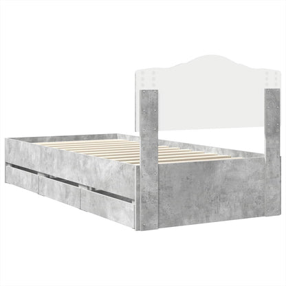 Bed Frame with Drawer Concrete Grey 75 x 190 cm Engineer Wood