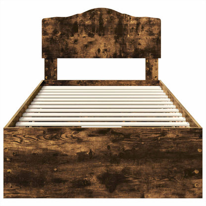 Bed Frame with Drawer Smoked Oak 75 x 190 cm Engineer Wood