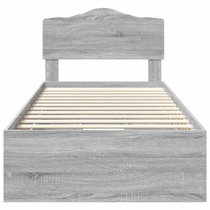 Bed Frame with Drawer Grey Sonoma 75 x 190 cm Engineer Wood