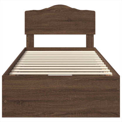 Bed Frame with Drawer Brown Oak 75 x 190 cm Engineer Wood
