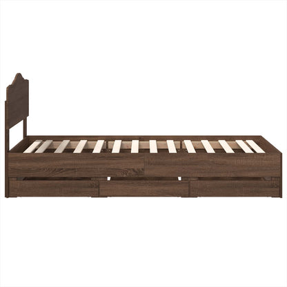Bed Frame with Drawer Brown Oak 75 x 190 cm Engineer Wood