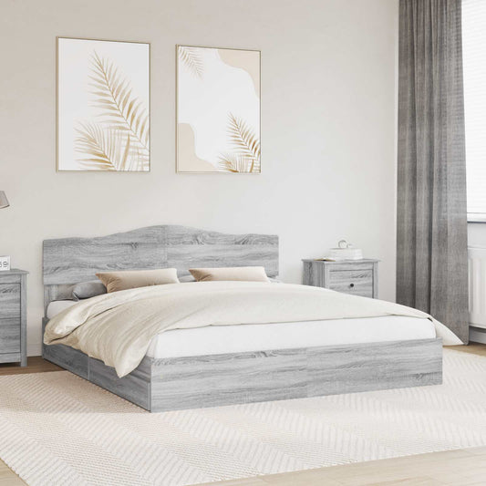 Storage Bed Adjustable Grey Sonoma 200 x 200 cm Engineered Wood