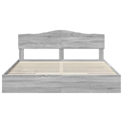 Storage Bed Grey Sonoma 200 x 200 cm Engineered Wood