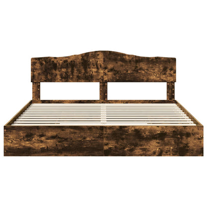 Storage Bed with Drawer Smoked Oak 180 x 200 cm Engineered Wood
