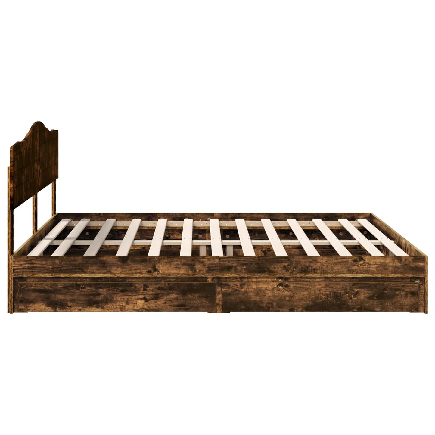 Storage Bed with Drawer Smoked Oak 180 x 200 cm Engineered Wood