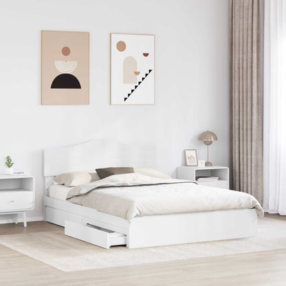 Storage Bed with Headboard White 160 x 200 cm Engineered Wood