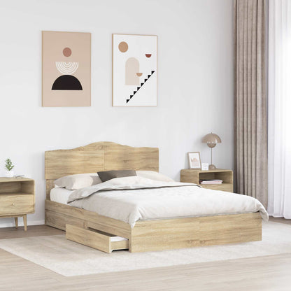 Storage Bed with Drawer Sonoma Oak 160 x 200 cm Engineered Wood