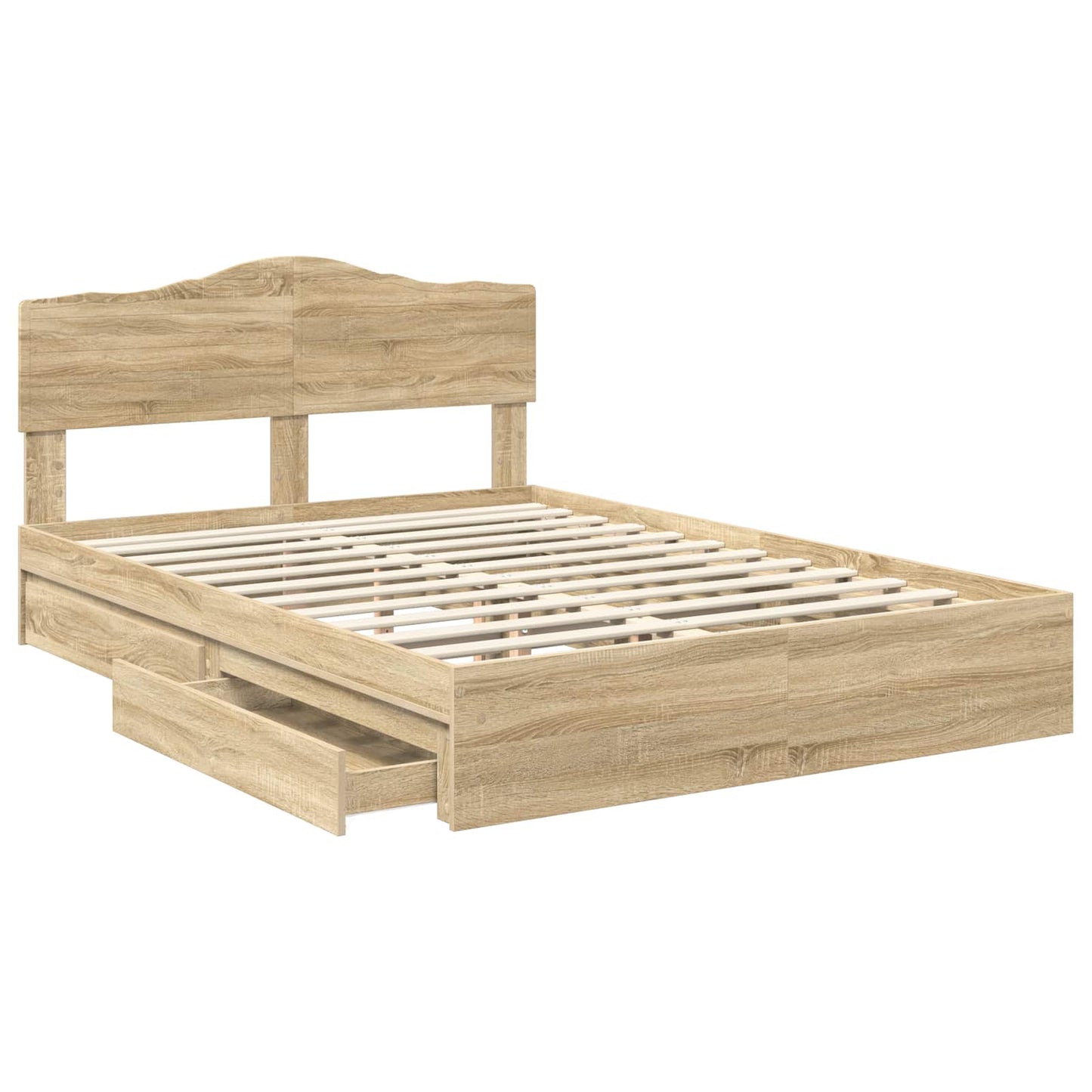 Storage Bed with Drawer Sonoma Oak 160 x 200 cm Engineered Wood