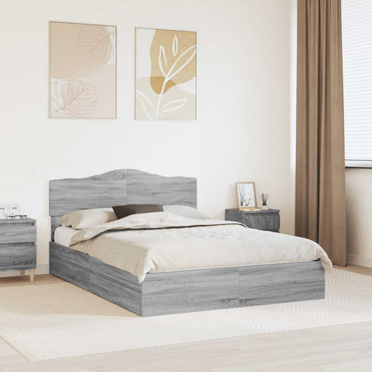 Storage Bed Adjustable Grey Sonoma 160 x 200 cm Engineered Wood