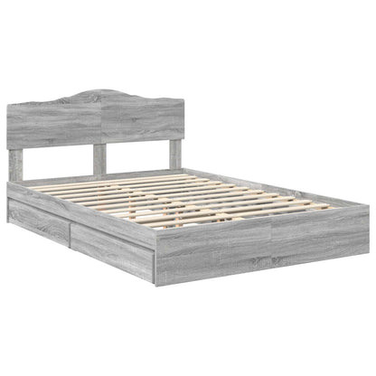 Storage Bed Grey Sonoma 160 x 200 cm Engineered Wood