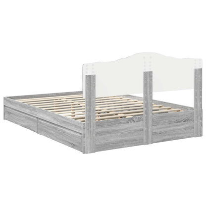 Storage Bed Grey Sonoma 160 x 200 cm Engineered Wood
