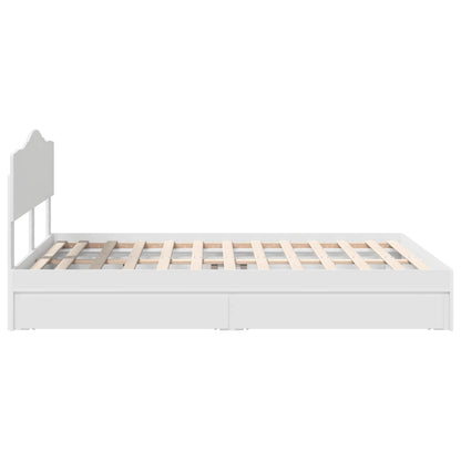 Storage Bed with Headboard White 140 x 200 cm Engineered Wood