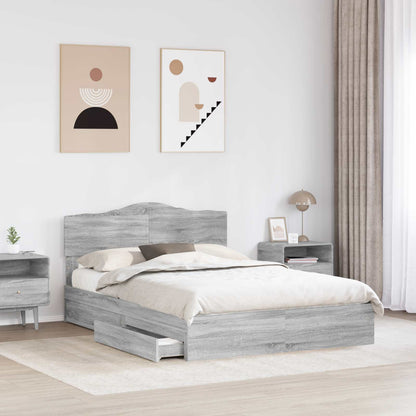 Storage Bed Grey Sonoma 140 x 200 cm Engineered Wood