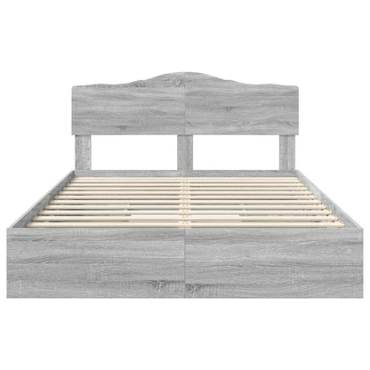 Storage Bed Grey Sonoma 140 x 200 cm Engineered Wood