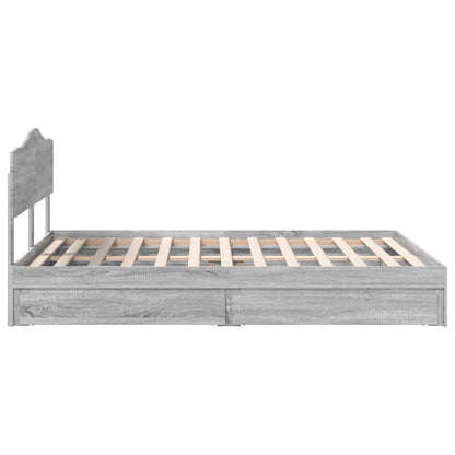 Storage Bed Grey Sonoma 140 x 200 cm Engineered Wood