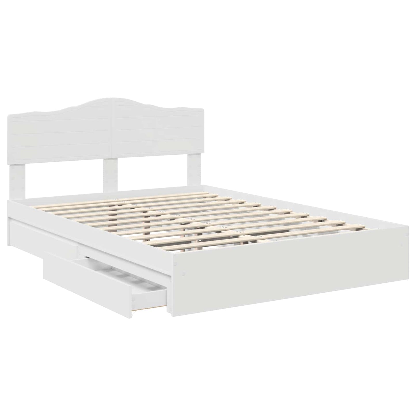 Storage Bed with Headboard White 140 x 190 cm Engineered Wood