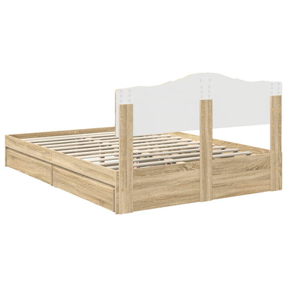 Storage Bed with Drawer Sonoma Oak 140 x 190 cm Engineered Wood
