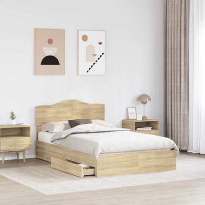 Storage Bed with Drawer Sonoma Oak 135 x 190 cm Engineered Wood