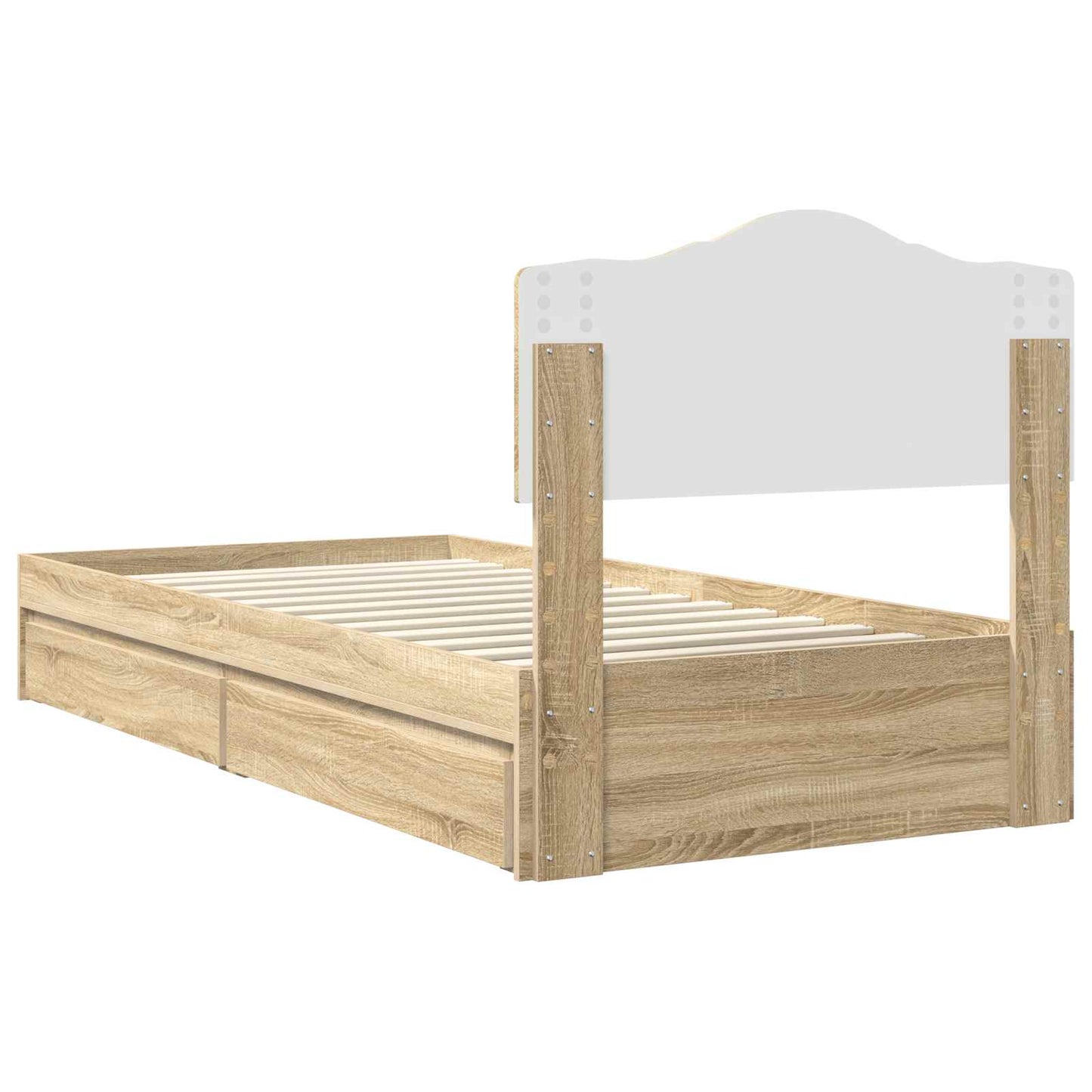 Storage Bed with Drawer Sonoma Oak 100 x 200 cm Engineered Wood
