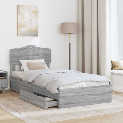 Storage Bed Grey Sonoma 100 x 200 cm Engineered Wood
