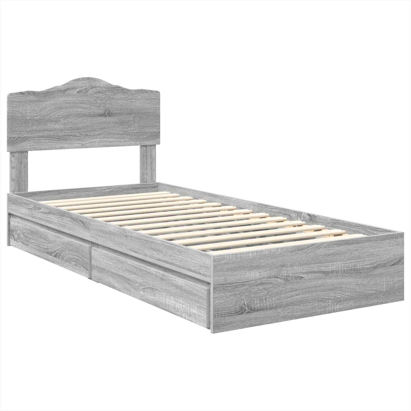 Storage Bed Grey Sonoma 100 x 200 cm Engineered Wood