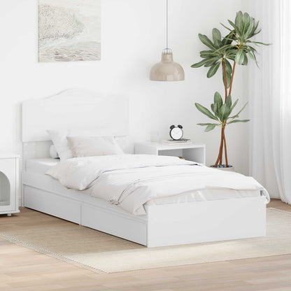 Storage Bed with Headboard White 90 x 200 cm Engineered Wood