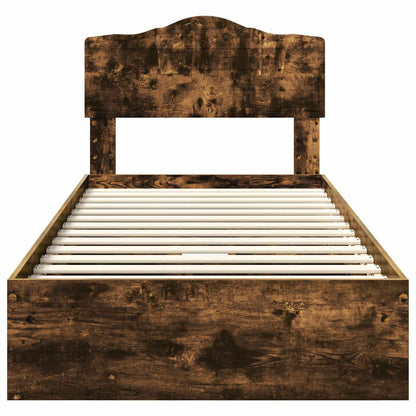 Storage Bed with Drawer Smoked Oak 90 x 200 cm Engineered Wood