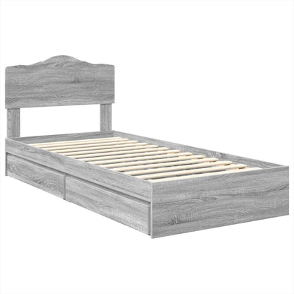 Storage Bed with Drawer Grey Sonoma 90 x 200 cm Engineered Wood